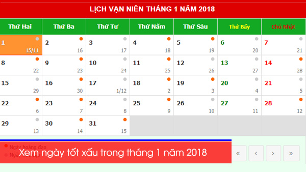Cẩm nang xem ngày tốt xấu trong tháng 1 năm 2018 - Vinamoving - iSeo1