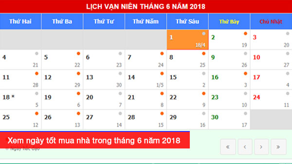 Xem ngày tốt mua nhà trong tháng 6 năm 2018 Mậu Tuất