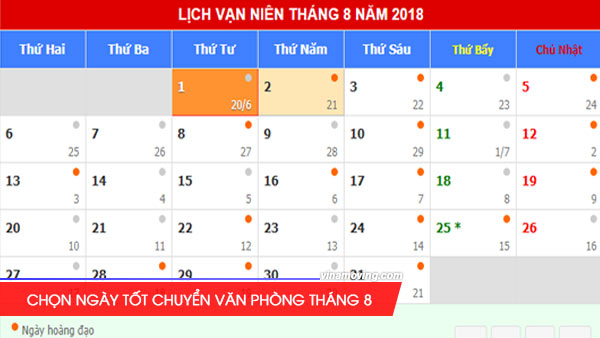 Xem ngày tốt chuyển văn phòng trong tháng 8, Hãy chọn ngày chuyển văn phòng phù hợp trong tháng 8