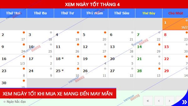 Xem ngày tốt mua xe hợp tuổi trong tháng 4 năm 2018 Mậu Tuất, Xem ngày tốt khi mua xe mang đến may mắn