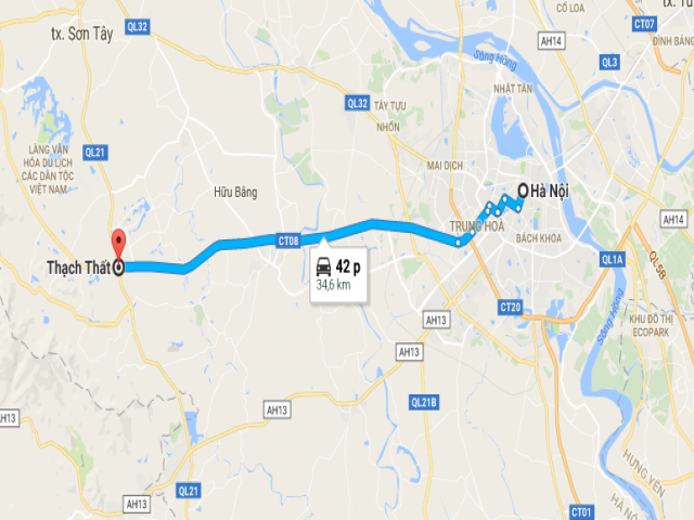 Từ Hà Nội đi Thạch Thất bao nhiêu km?