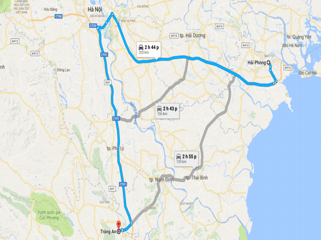 Từ Hải Phòng đi Tràng An bao nhiêu km?
