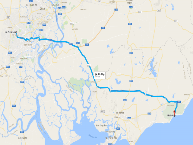 Từ TPHCM đi Hồ Cốc bao nhiêu km?
