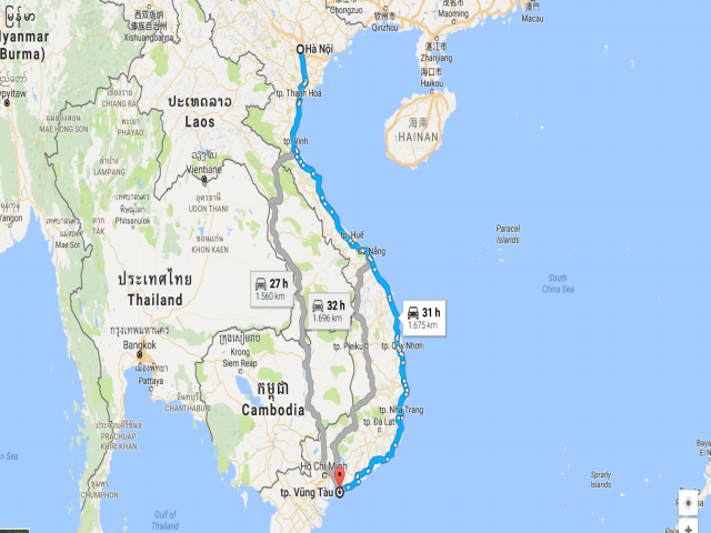 Từ Hà Nội đi Côn Đảo bao nhiêu km? 