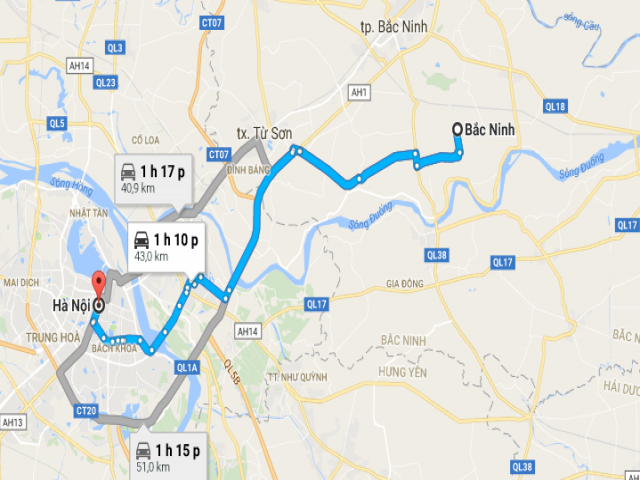 Từ Hà Nội đi Bắc Ninh bao nhiêu km?