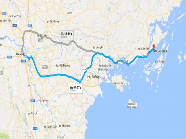Từ Hà Nội đi Cô Tô bao nhiêu km?