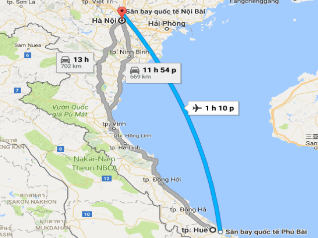 Từ  Hà Nội đi Huế bao nhiêu km?