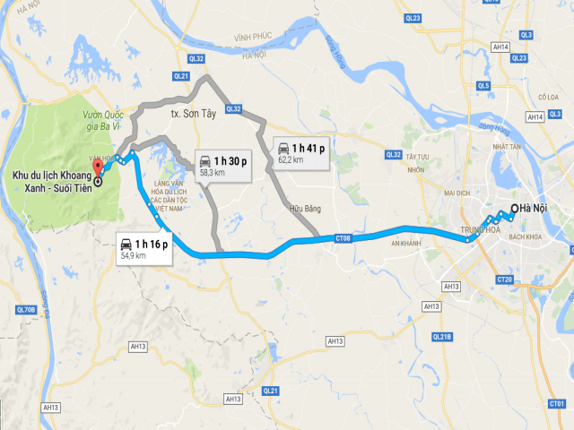 Từ Hà Nội đi Khoang Xanh bao nhiêu km?