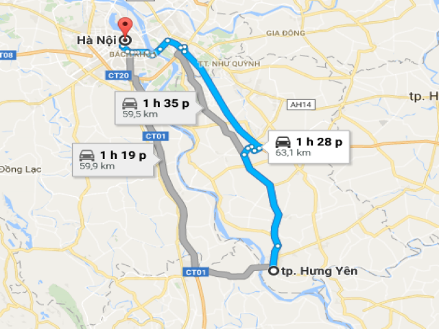 Từ Hà Nội đi thành phố Hưng Yên bao nhiêu km?