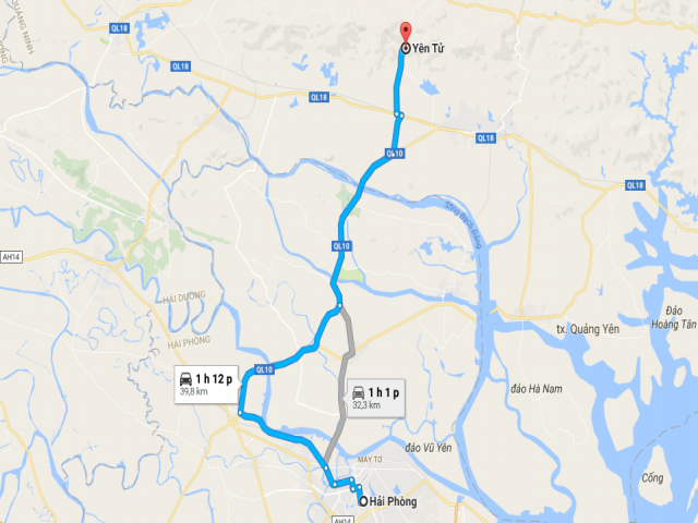 Từ Hải Phòng đi Yên Tử bao nhiêu km?