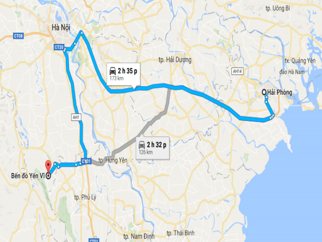 Từ Hải Phòng đi chùa Hương bao nhiêu km?