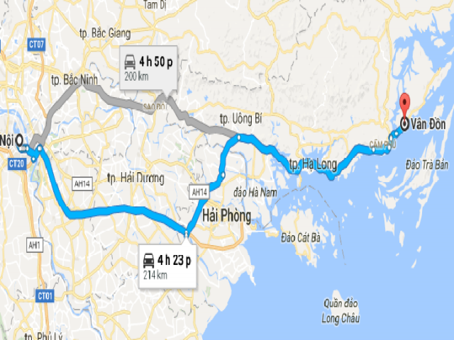 Từ Hà Nội đi Vân Đồn bao nhiêu km?