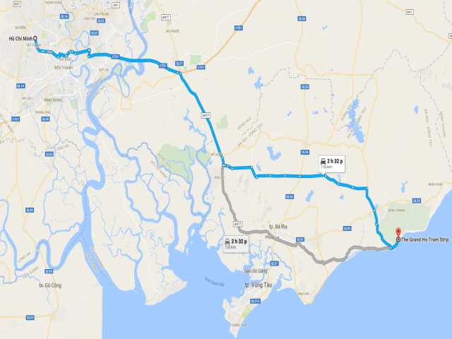 Từ TPHCM đi Hồ Tràm bao nhiêu km? 