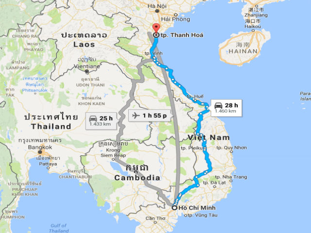 Từ TPHCM đi Thanh Hóa bao nhiêu km?