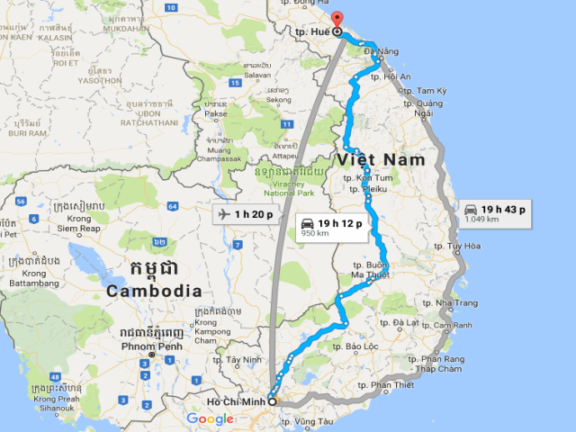 Từ TPHCM đi Thừa Thiên Huế bao nhiêu km?