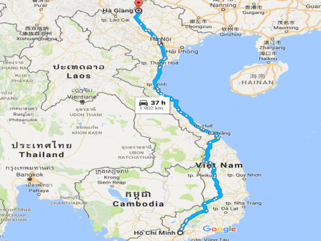 Từ TPHCM đi Hà Giang bao nhiêu km?