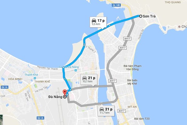 Từ Đà Nẵng đi Bán Đảo Sơn Trà bao nhiêu km?