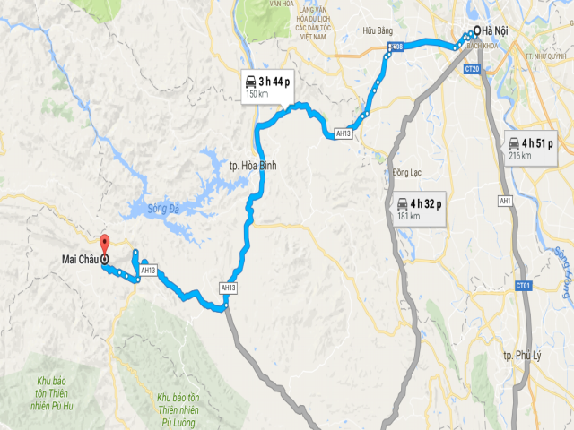 Từ Hà Nội đi Mai Châu bao nhiêu km?