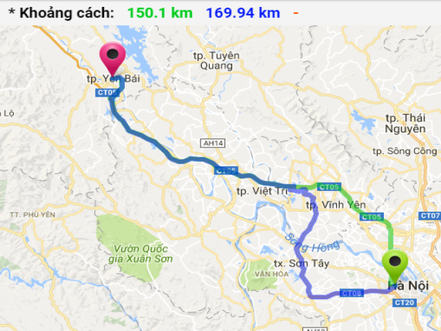 Đường đi từ Hà Nội đến Yên Bái bao nhiêu km?