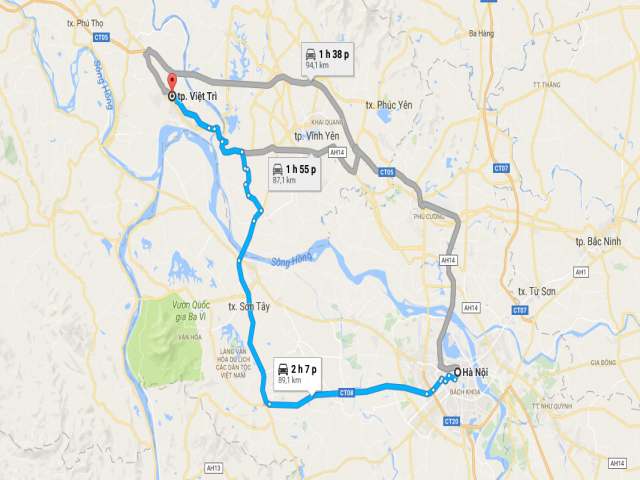 Từ Hà Nội đi Việt trì bao nhiêu km?
