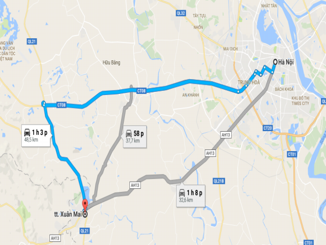 Từ Hà Hội đi Xuân Mai bao nhiêu km?