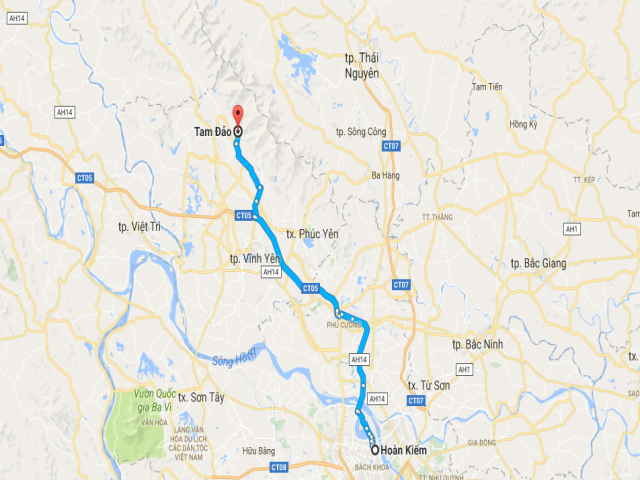 Từ Hà Nội đi Tam Đảo bao nhiêu km?