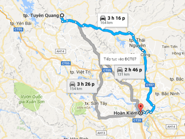 Từ Hà Nội đi Tuyên Quang bao nhiêu km?