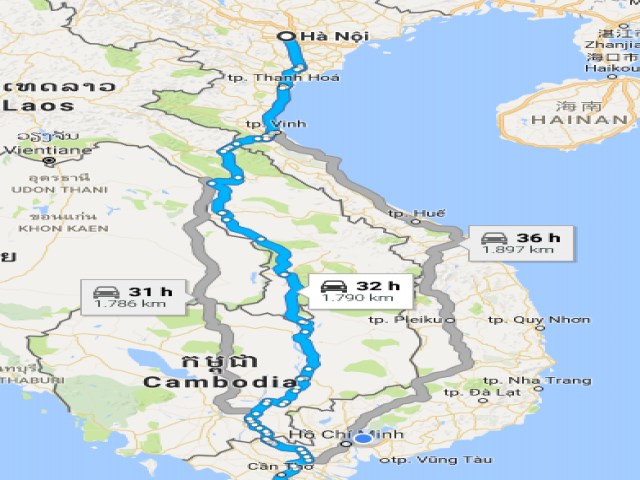 Từ Hà Nội đi Bạc Liêu bao nhiêu km?