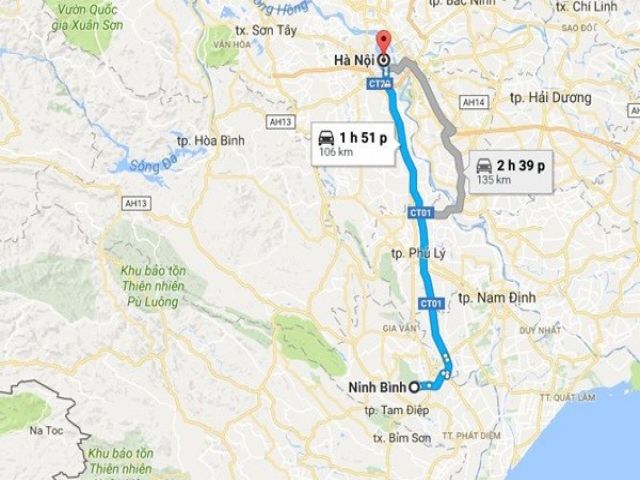 Từ Hà Nội cách Ninh Bình bao nhiêu km?