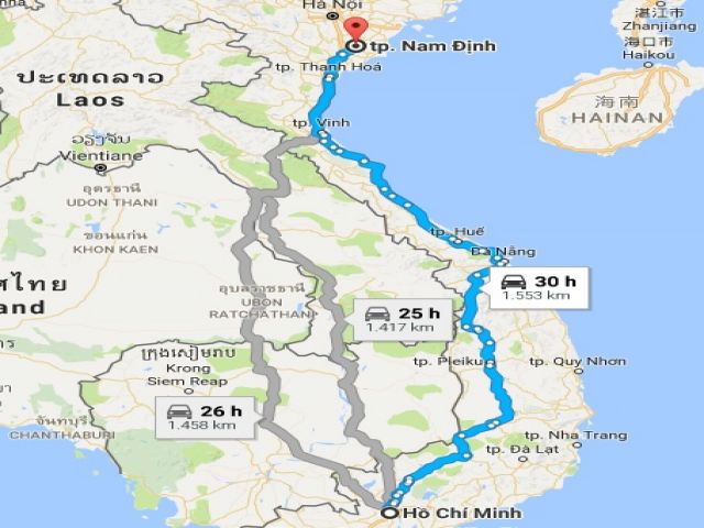 Từ tphcm đi nam định bao nhiêu km?