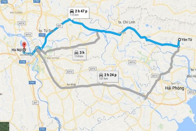 Từ Hà Nội đi Yên Tử (Quảng Ninh) bao nhiêu km?