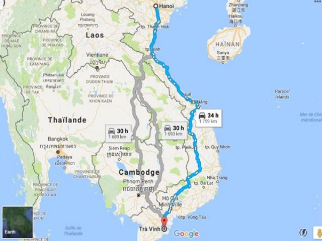 Từ Hà Nội đi Trà Vinh bao nhiêu km?