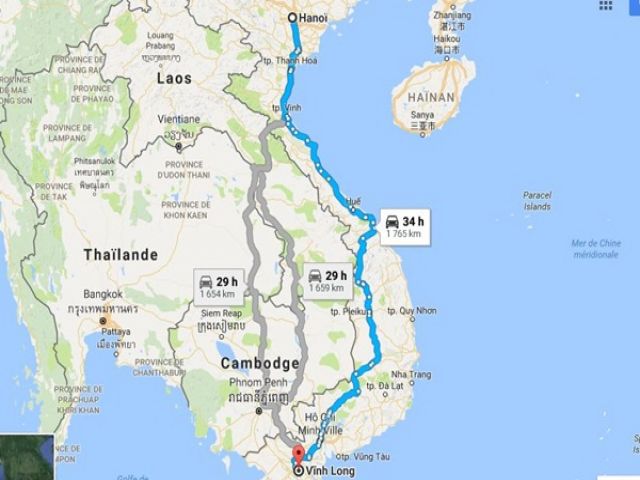 Từ Hà Nội đi Vĩnh Long bao nhiêu km?