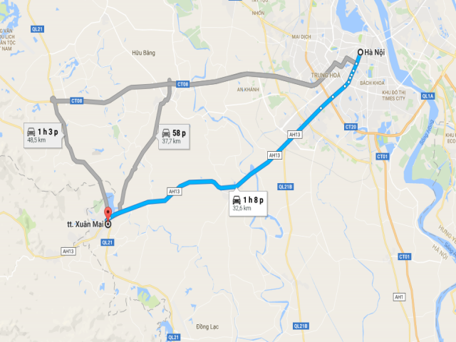 Từ Hà Hội đi Xuân Mai bao nhiêu km?
