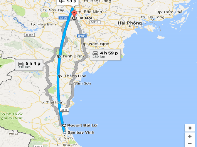 Từ thủ đô Hà Nội đi Bãi Lữ bao nhiêu km?