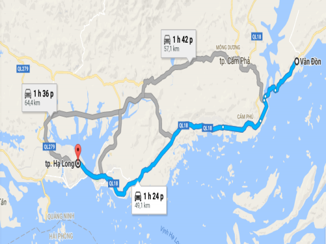 Từ Hà Nội đi Vân Đồn bao nhiêu km?