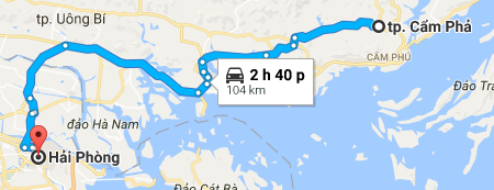 Từ Hải Phòng đi Cẩm Phả bao nhiêu km?