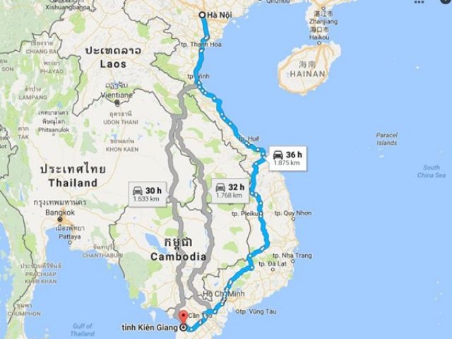 Hà Nội cách Kiên Giang bao nhiêu km?