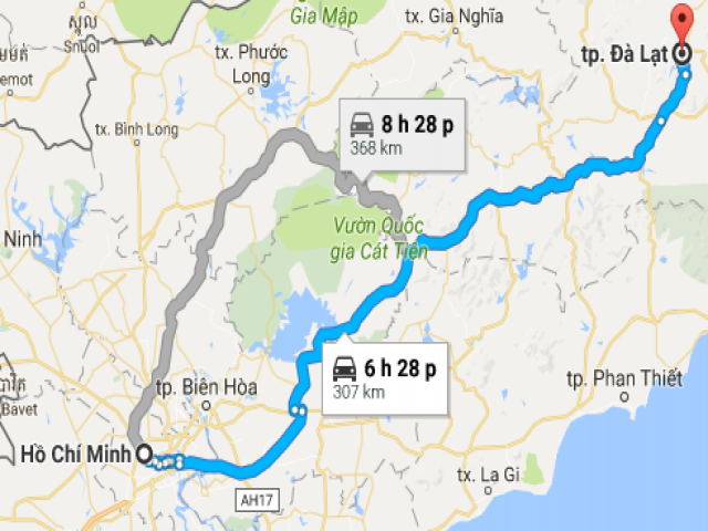 Từ Thành Phố Hồ Chí Minh đi Thành Phố Đà Lạt bao nhiêu km?