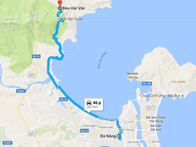 Từ thành phố Đà Nẵng đi đèo Hải Vân bao nhiêu km?